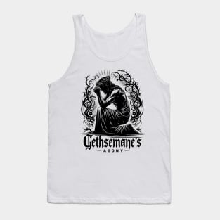 Gethsemane's Agony Jesus kneeling in prayer with a crown of thorns on his head Tank Top